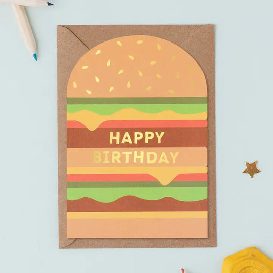 Cheeseburger Shaped Birthday Card