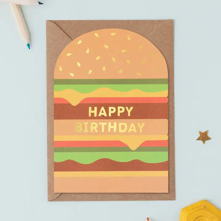 Cheeseburger Shaped Birthday Card