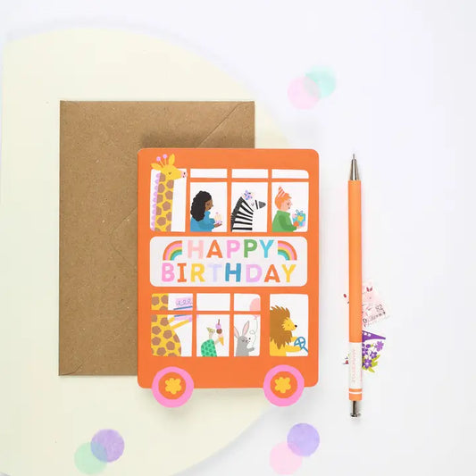 Double Decker Birthday Bus Card