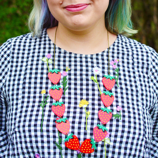 Strawberry Chain Statement Necklace