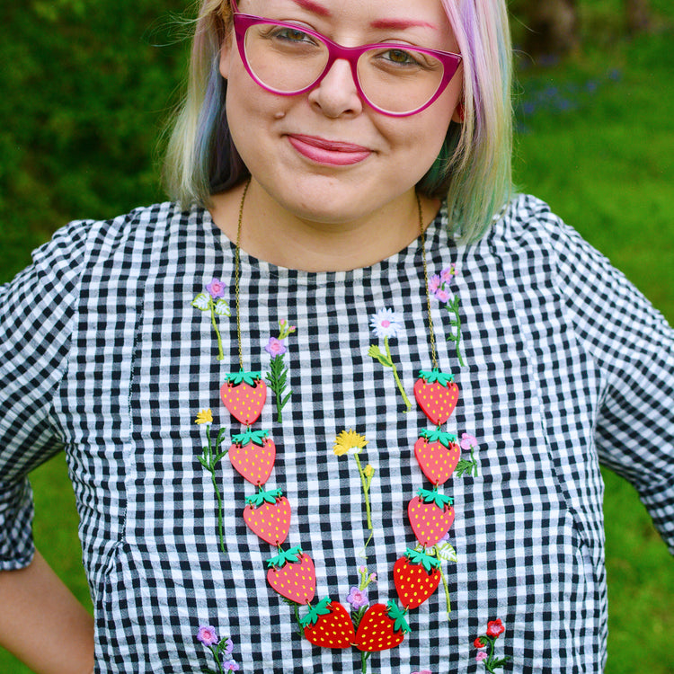 Strawberry Chain Statement Necklace