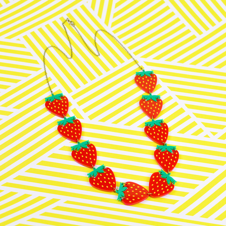 Strawberry Chain Statement Necklace